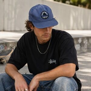 Burton High Profile Snapback Hat Navy Blue Mountain Patch Logo Cap Mens OSFM